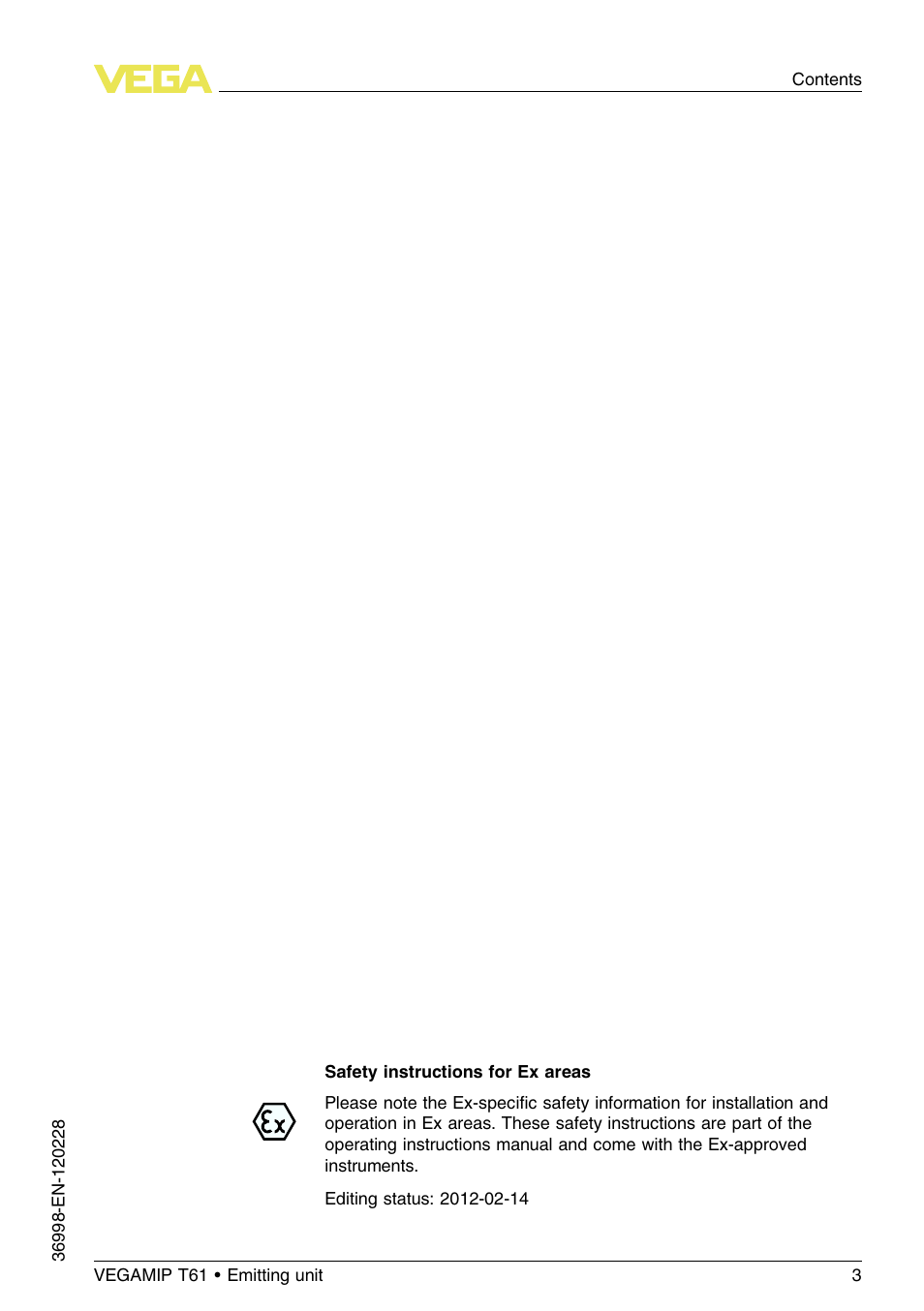 VEGA VEGAMIP T61 Emitting unit User Manual | Page 3 / 28