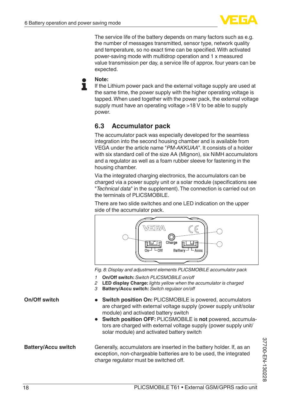 3 accumulator pack | VEGA PLICSMOBILE T61 User Manual | Page 18 / 40