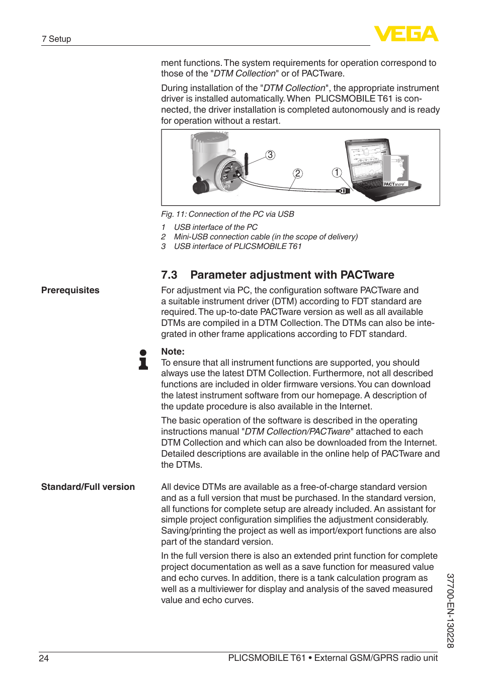 3 parameter adjustment with pactware | VEGA PLICSMOBILE T61 User Manual | Page 24 / 40