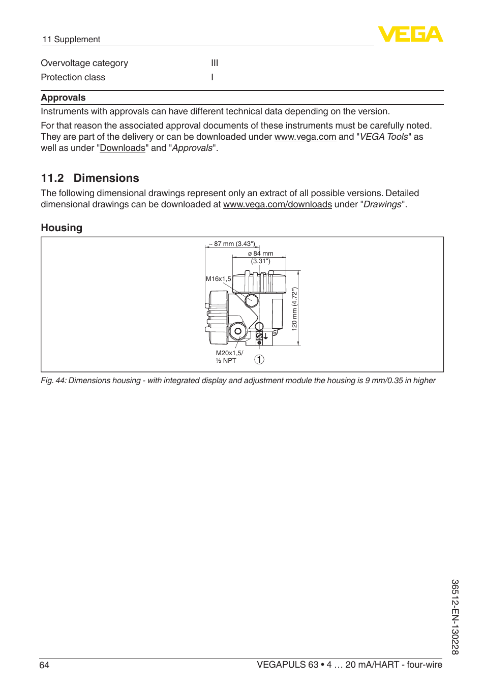 2 dimensions, Housing | VEGA VEGAPULS 63 (≥ 2.0.0 - ≥ 4.0.0) 4 … 20 mA_HART - four-wire User Manual | Page 64 / 76