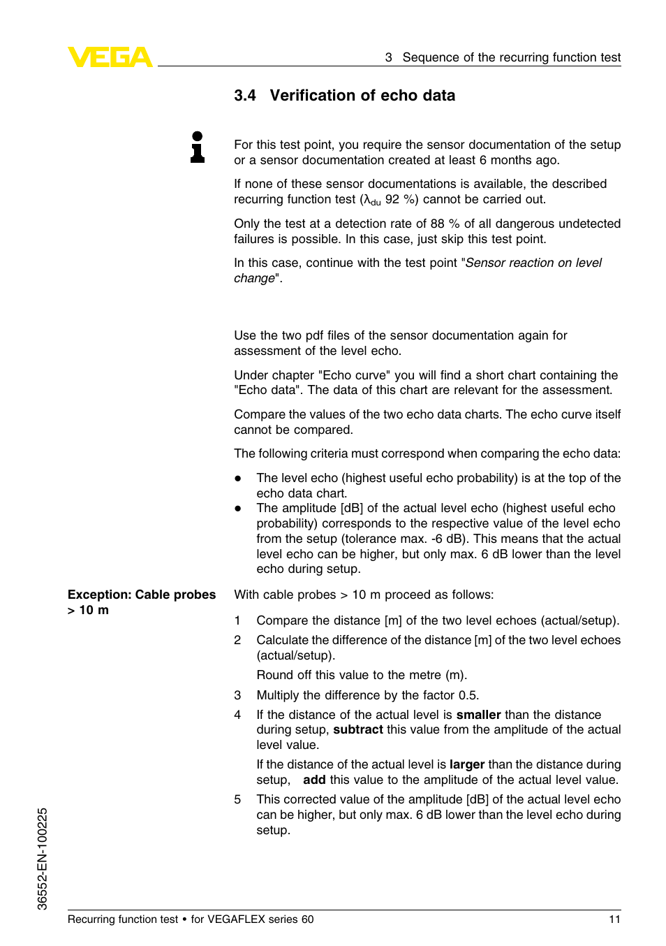 4 verification of echo data, 4 veriﬁcation of echo data | VEGA VEGAFLEX series 60 Recurring function test User Manual | Page 11 / 20
