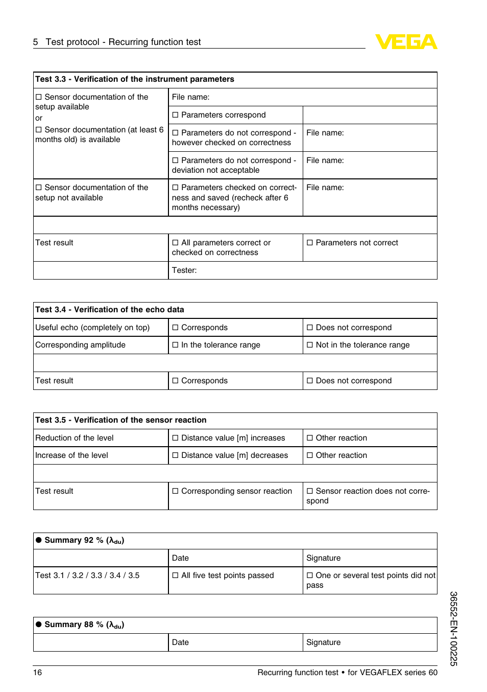 VEGA VEGAFLEX series 60 Recurring function test User Manual | Page 16 / 20