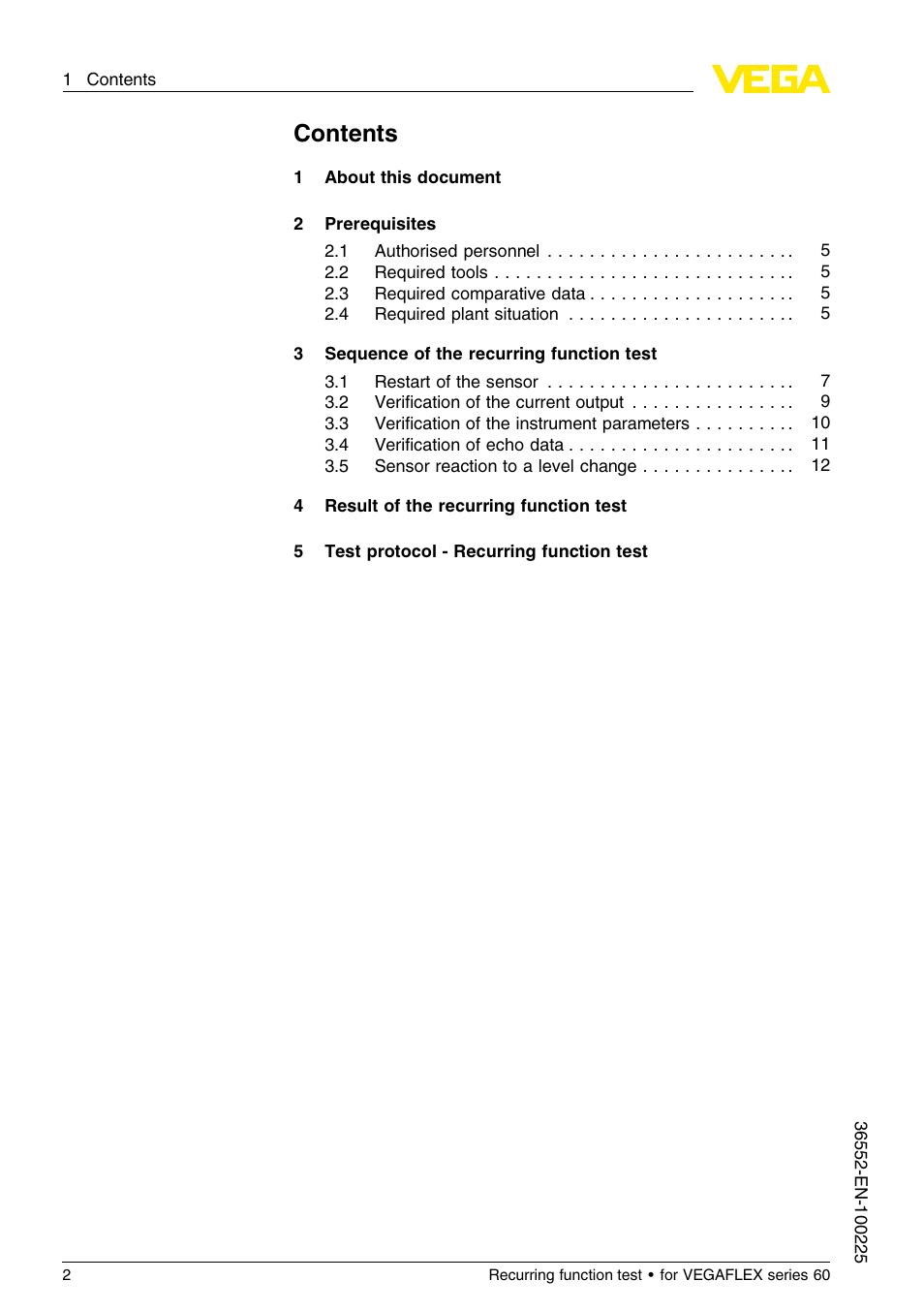 VEGA VEGAFLEX series 60 Recurring function test User Manual | Page 2 / 20