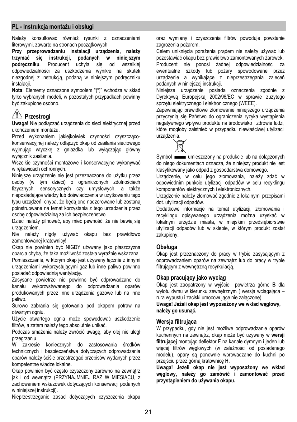 LADEN HCH 600 WH User Manual | Page 21 / 36