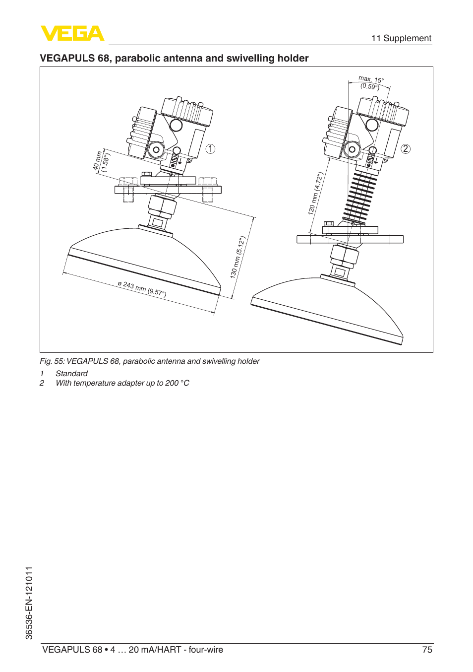 VEGA VEGAPULS 68 (≥ 2.0.0 - ≥ 4.0.0) 4 … 20 mA_HART - four-wire User Manual | Page 75 / 80