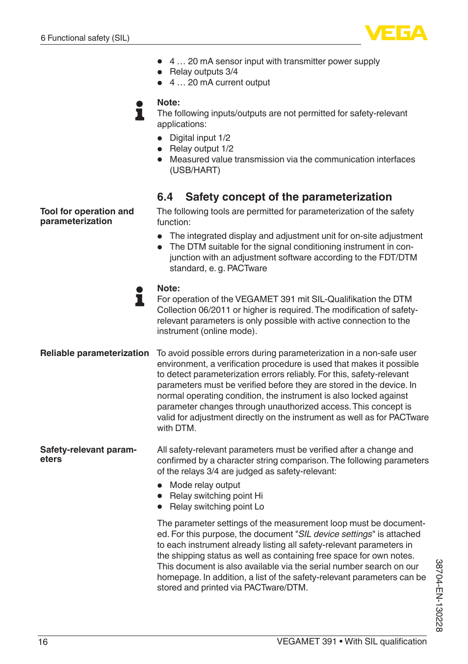 VEGA VEGAMET 391 With SIL qualification User Manual | Page 16 / 56