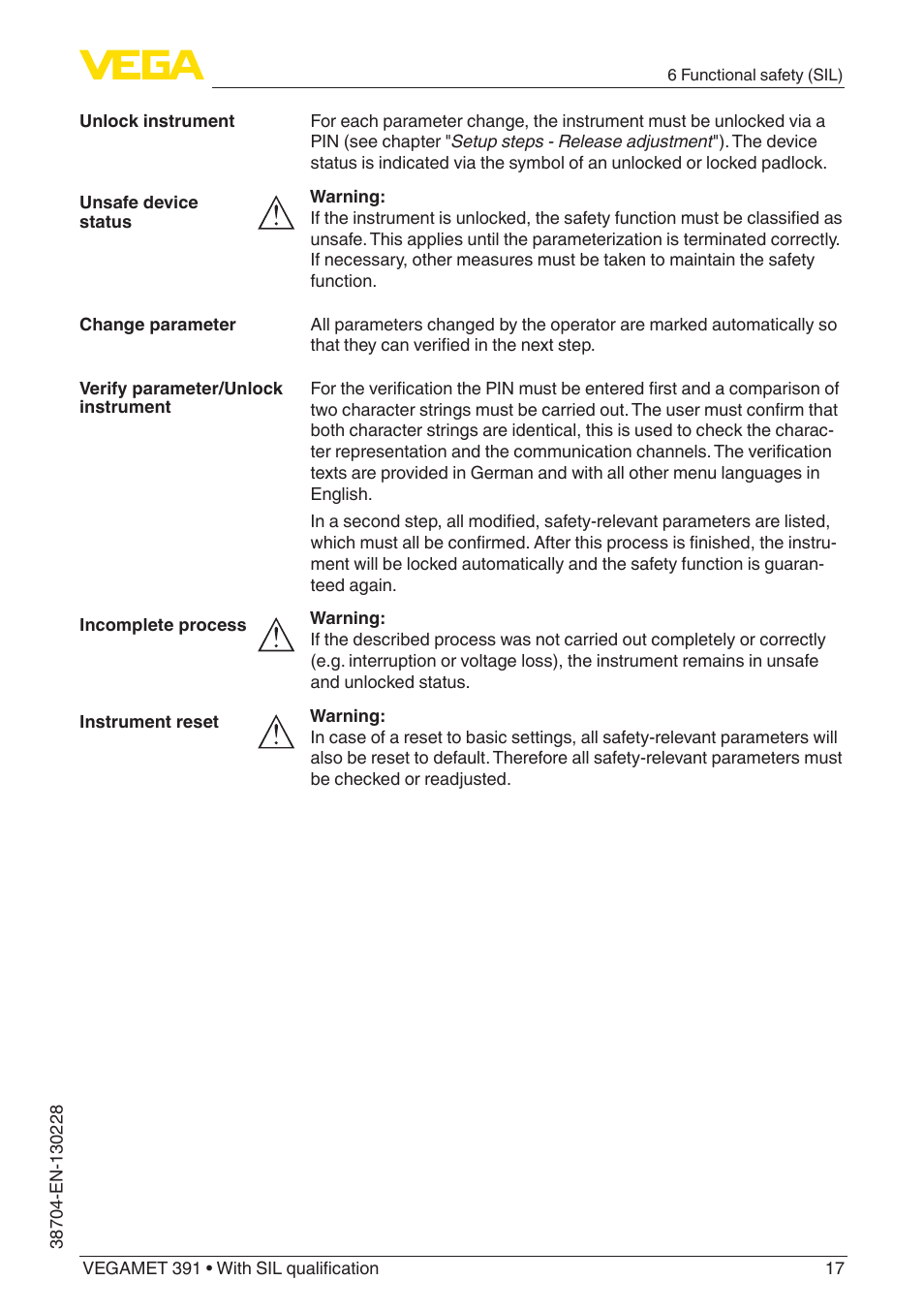 VEGA VEGAMET 391 With SIL qualification User Manual | Page 17 / 56