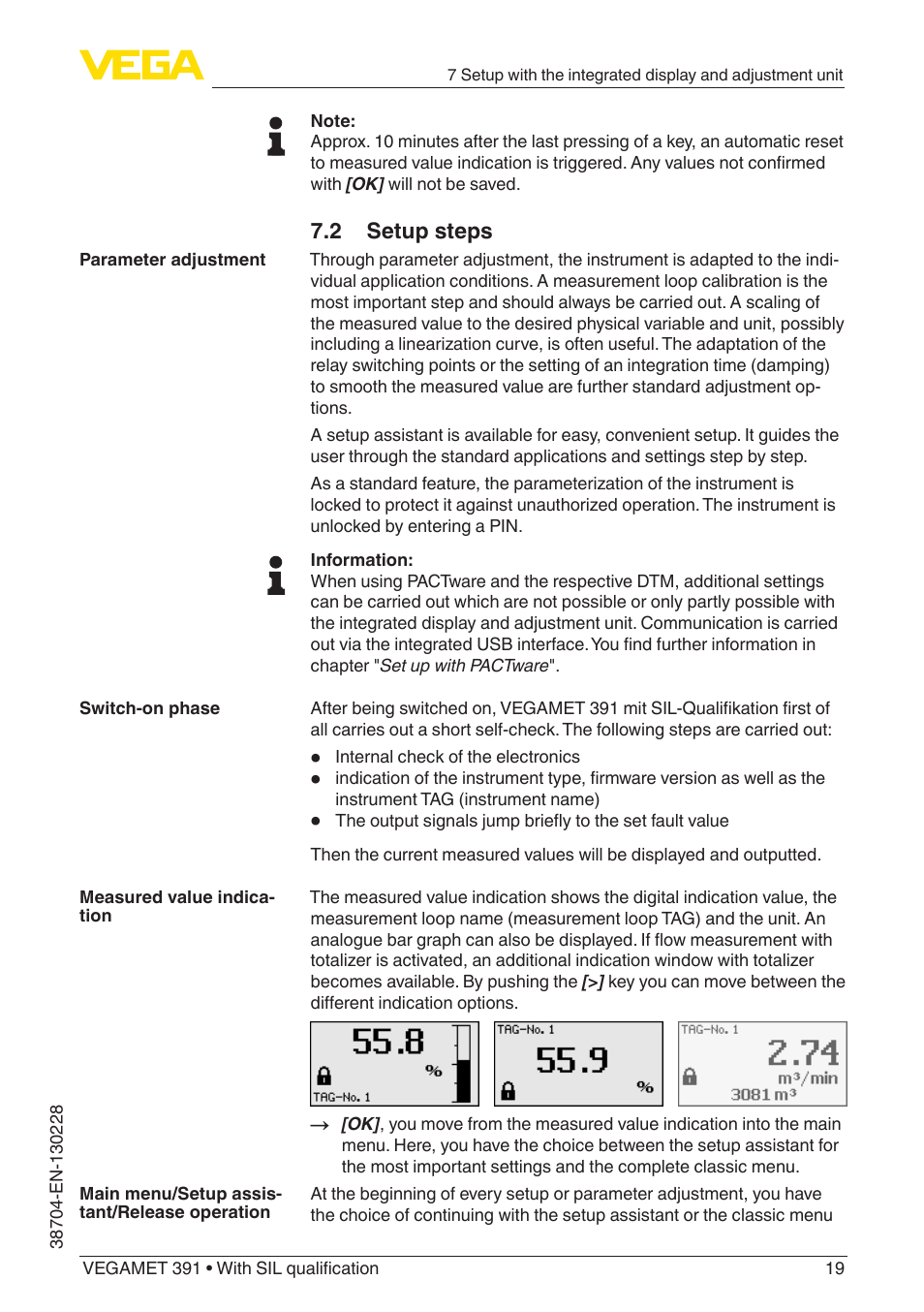 VEGA VEGAMET 391 With SIL qualification User Manual | Page 19 / 56