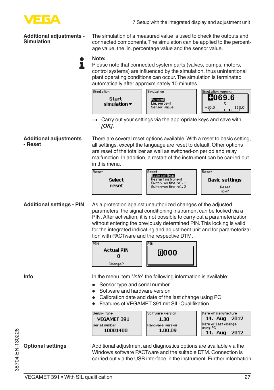 VEGA VEGAMET 391 With SIL qualification User Manual | Page 27 / 56
