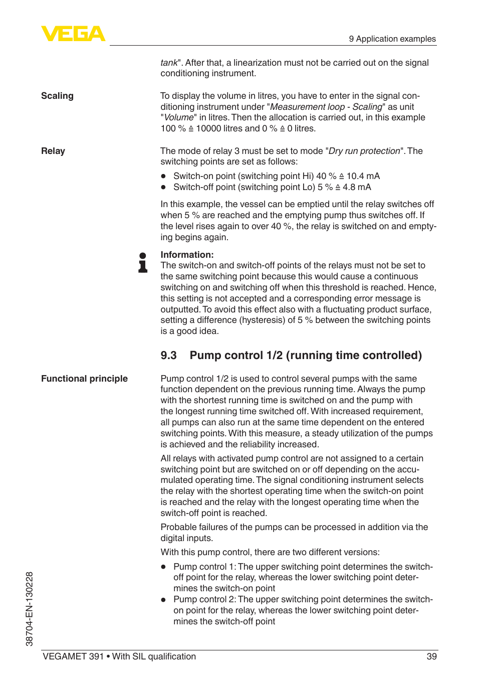 VEGA VEGAMET 391 With SIL qualification User Manual | Page 39 / 56