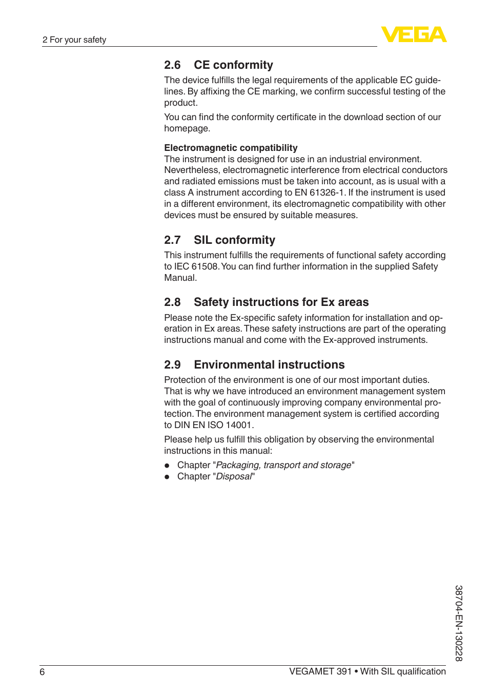 VEGA VEGAMET 391 With SIL qualification User Manual | Page 6 / 56