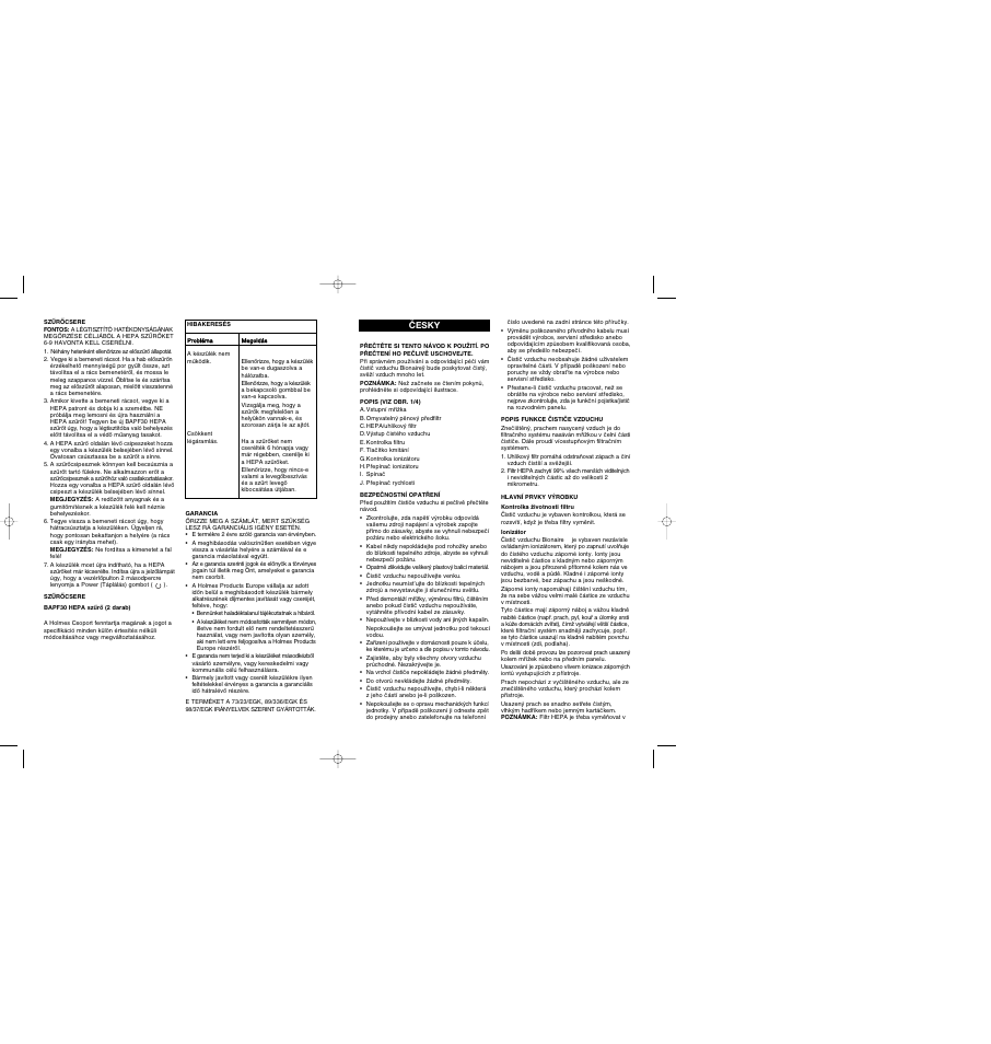 BIONAIRE BAP 830 User Manual | Page 26 / 27