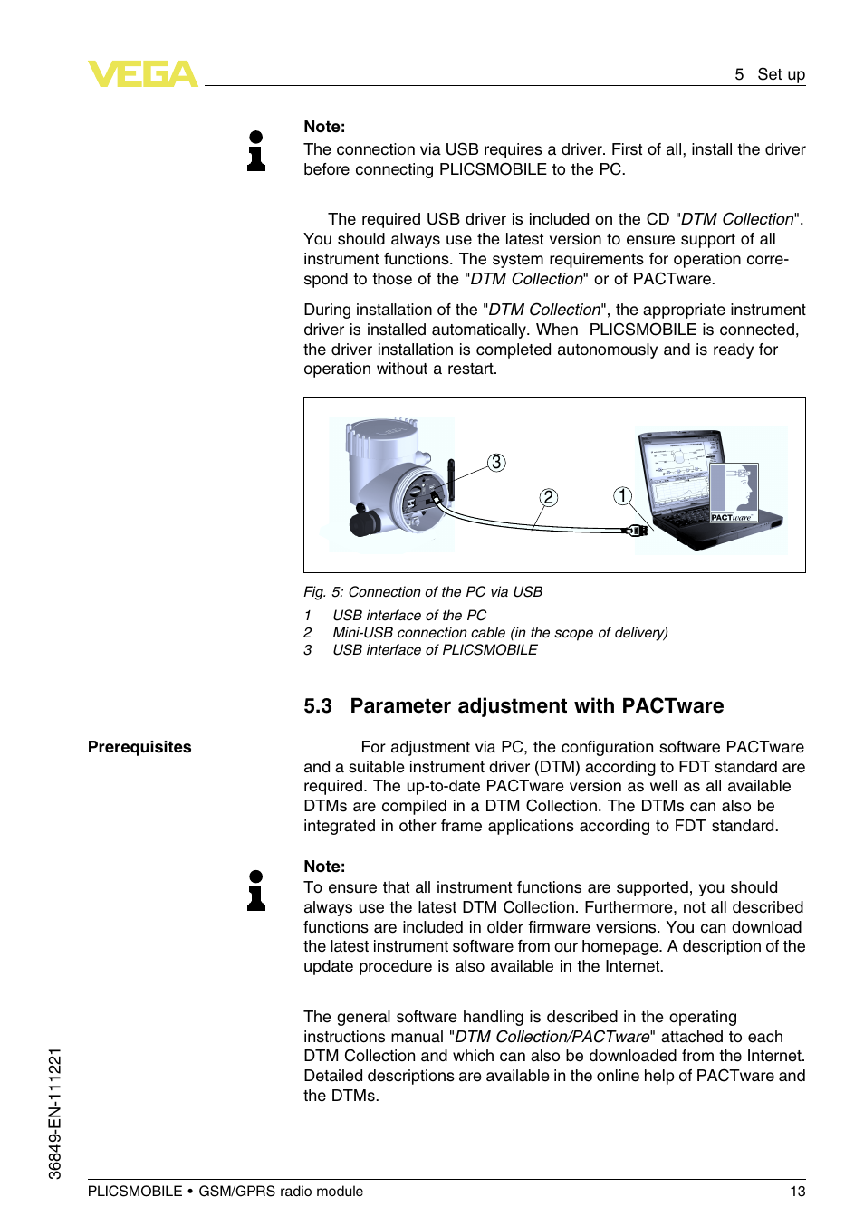 3 parameter adjustment with pactware | VEGA PLICSMOBILE GSM_GPRS radio module User Manual | Page 13 / 28