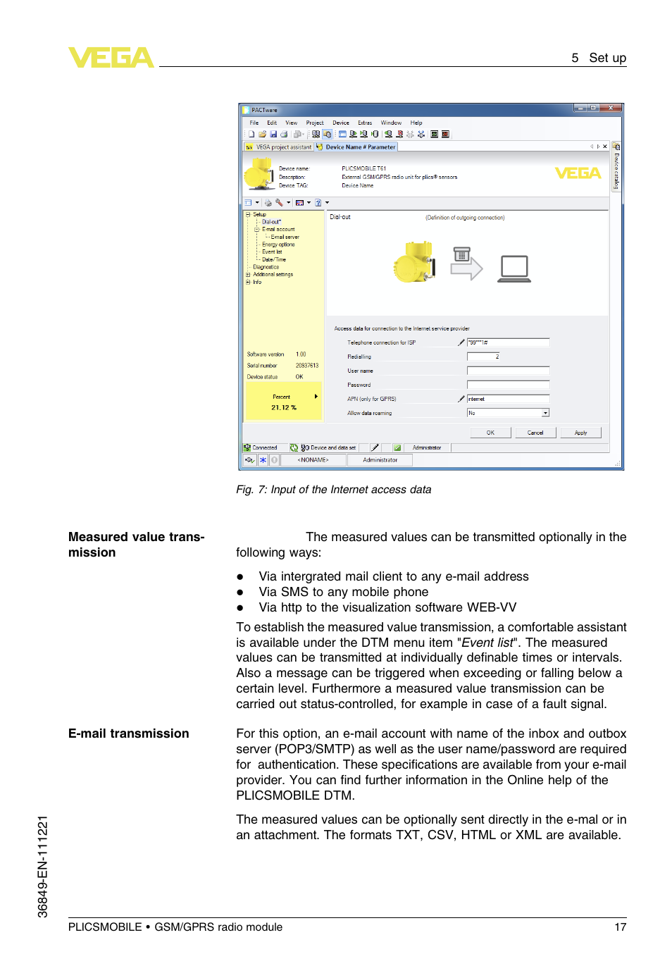 VEGA PLICSMOBILE GSM_GPRS radio module User Manual | Page 17 / 28