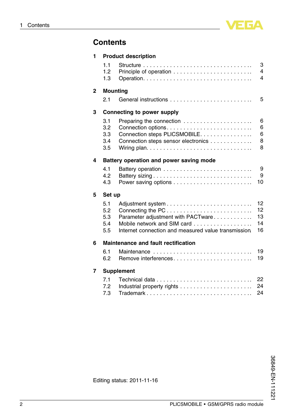 VEGA PLICSMOBILE GSM_GPRS radio module User Manual | Page 2 / 28
