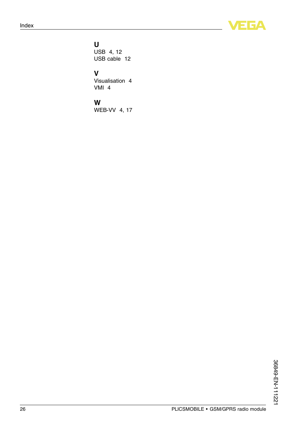 VEGA PLICSMOBILE GSM_GPRS radio module User Manual | Page 26 / 28