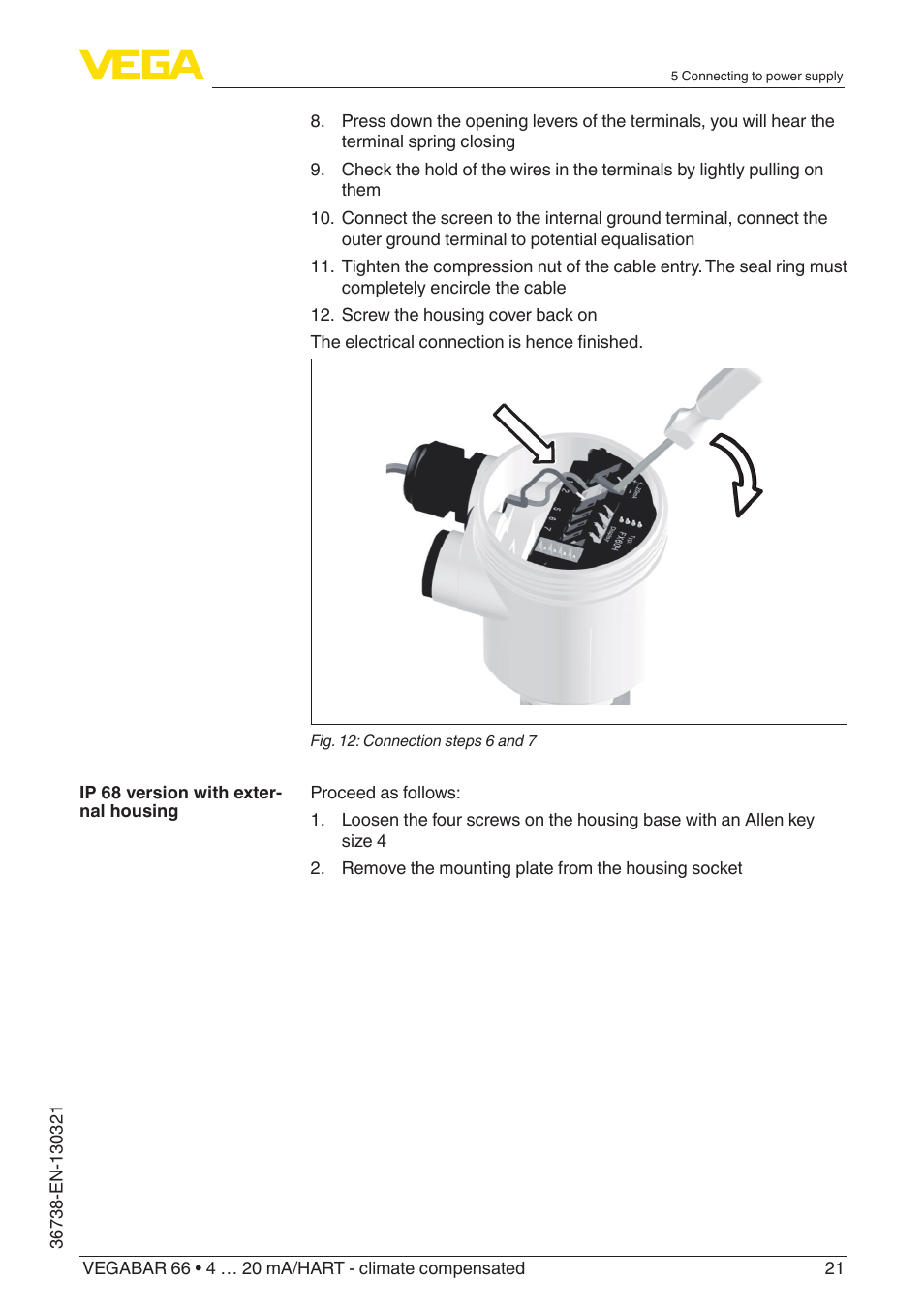 VEGA VEGABAR 66 4 … 20 mA_HART - climate compensated User Manual | Page 21 / 76