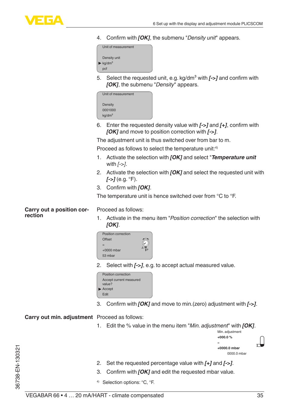 VEGA VEGABAR 66 4 … 20 mA_HART - climate compensated User Manual | Page 35 / 76