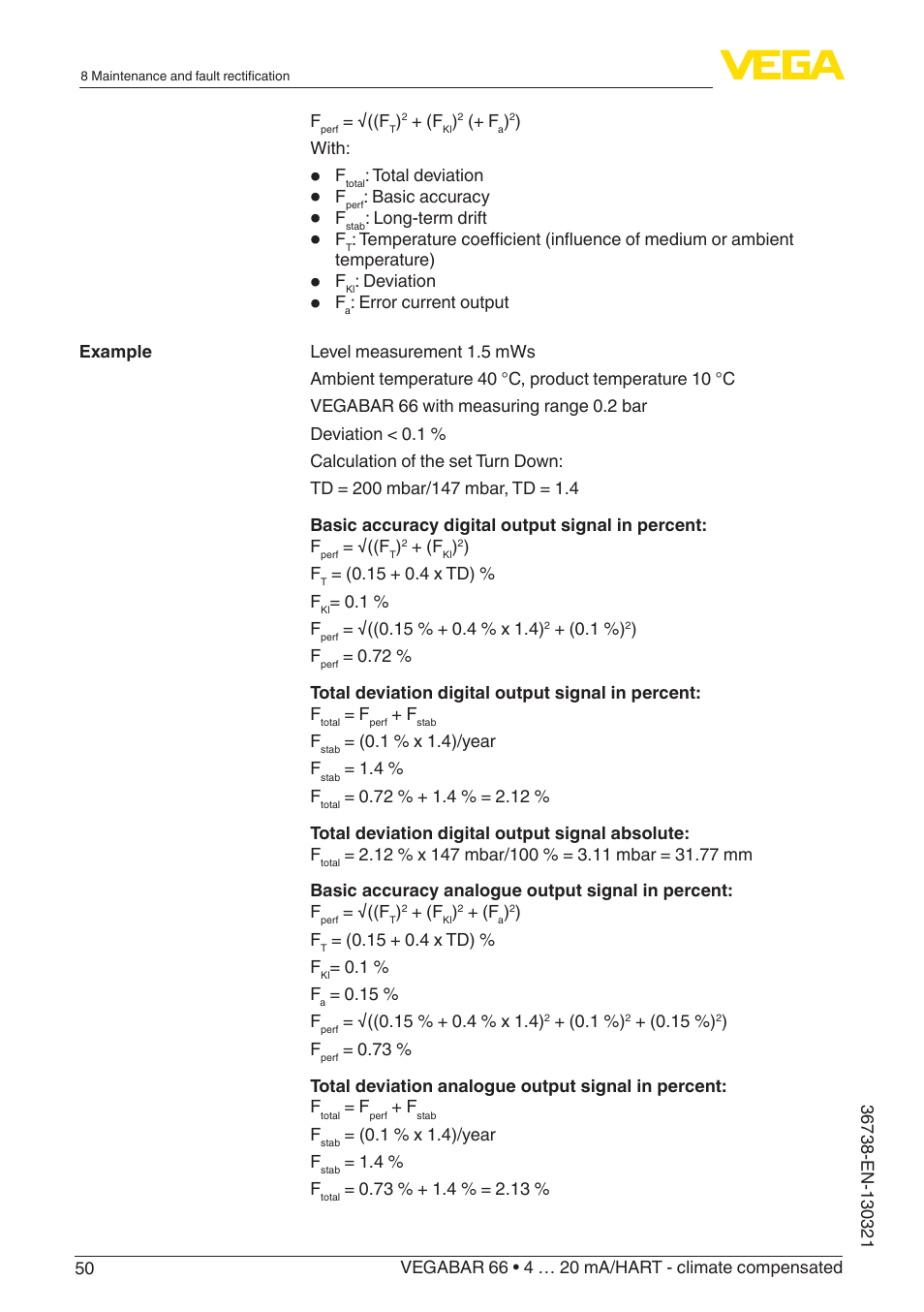 VEGA VEGABAR 66 4 … 20 mA_HART - climate compensated User Manual | Page 50 / 76