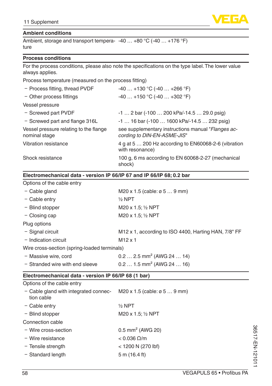 VEGA VEGAPULS 65 (≥ 2.0.0 - ≥ 4.0.0) Profibus PA User Manual | Page 58 / 72