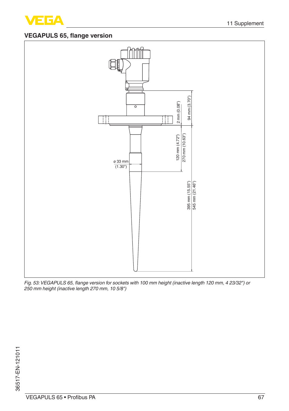 Vegapuls 65, flange version | VEGA VEGAPULS 65 (≥ 2.0.0 - ≥ 4.0.0) Profibus PA User Manual | Page 67 / 72