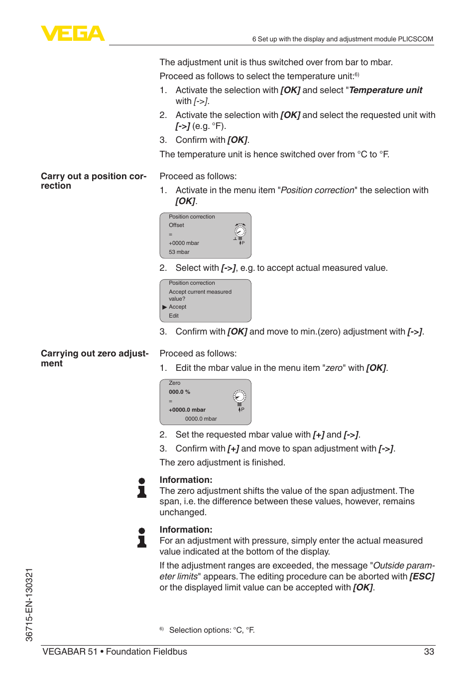 VEGA VEGABAR 51 Foundation Fieldbus User Manual | Page 33 / 72