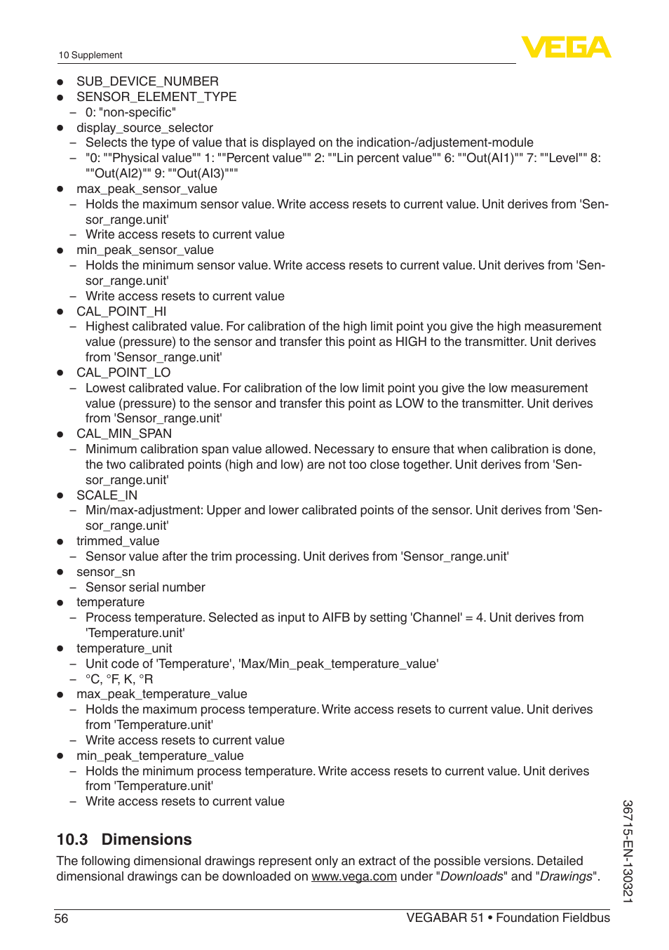 VEGA VEGABAR 51 Foundation Fieldbus User Manual | Page 56 / 72