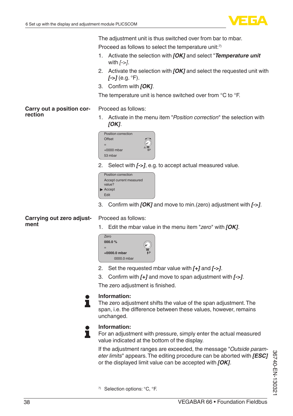 VEGA VEGABAR 66 Foundation Fieldbus User Manual | Page 38 / 72