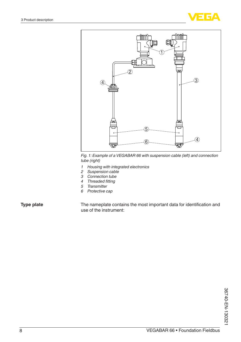 VEGA VEGABAR 66 Foundation Fieldbus User Manual | Page 8 / 72