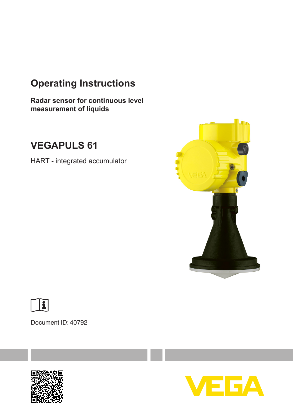VEGA VEGAPULS 61 (≥ 2.0.0 - ≥ 4.0.0) HART - integrated accumulator User Manual | 72 pages