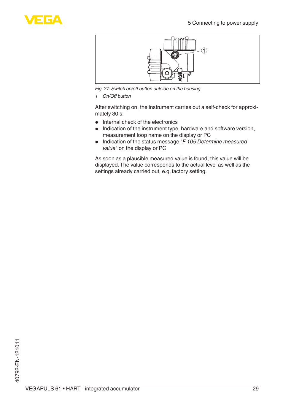 VEGA VEGAPULS 61 (≥ 2.0.0 - ≥ 4.0.0) HART - integrated accumulator User Manual | Page 29 / 72