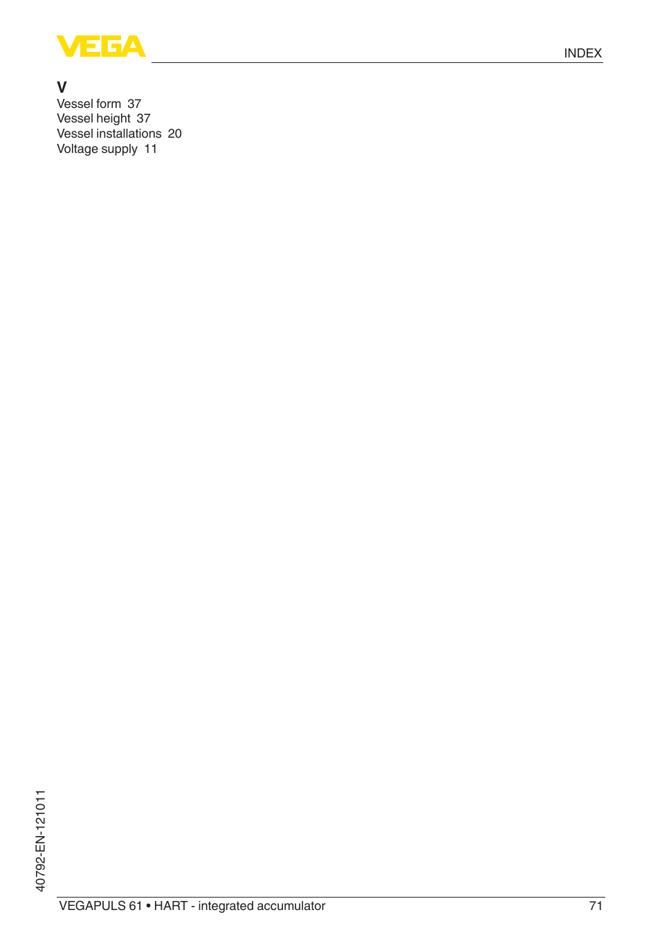 VEGA VEGAPULS 61 (≥ 2.0.0 - ≥ 4.0.0) HART - integrated accumulator User Manual | Page 71 / 72