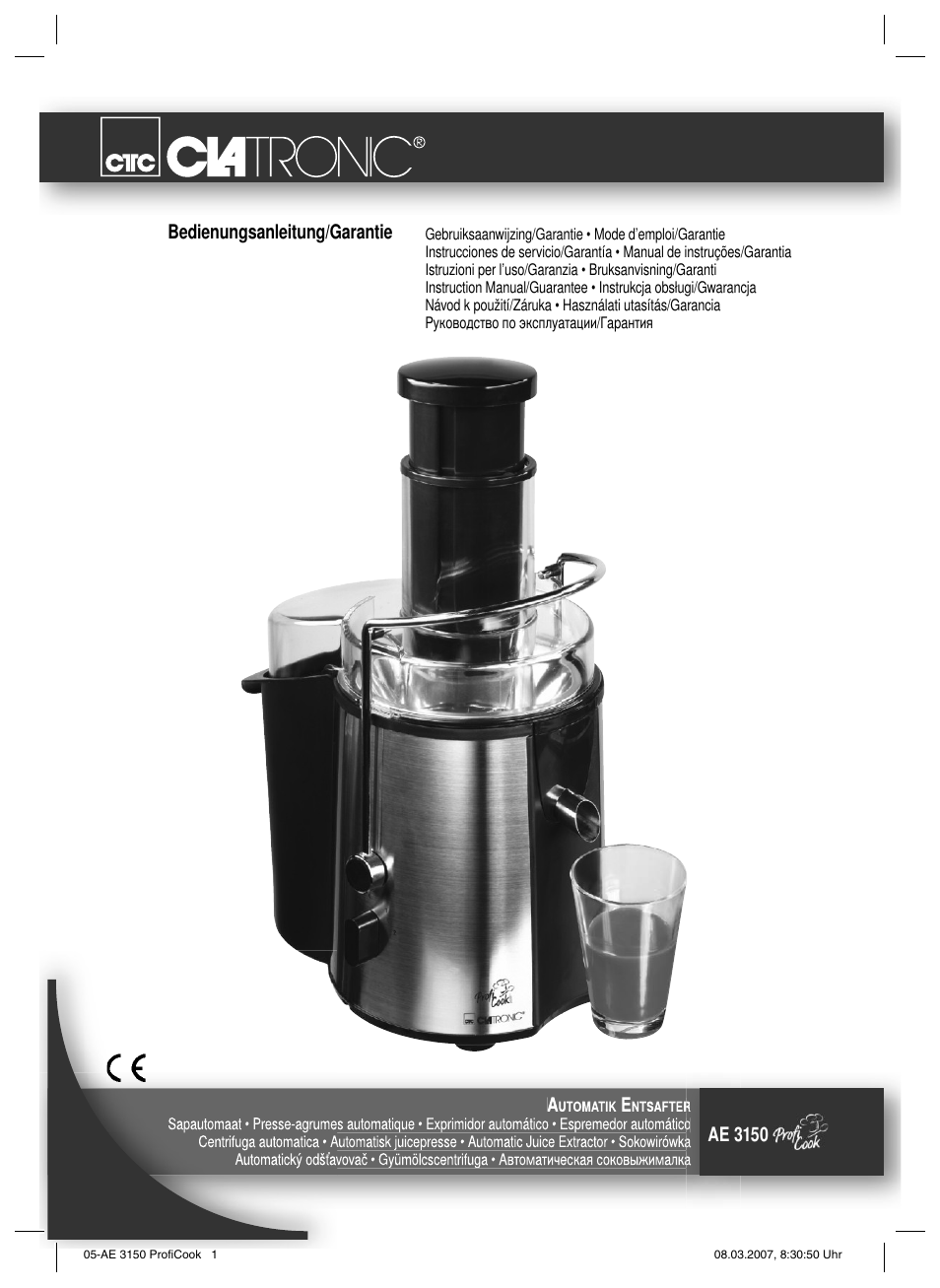 CLATRONIC AE 3150 PROFI COOK User Manual | 42 pages
