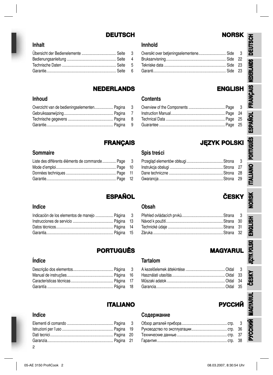 CLATRONIC AE 3150 PROFI COOK User Manual | Page 2 / 42