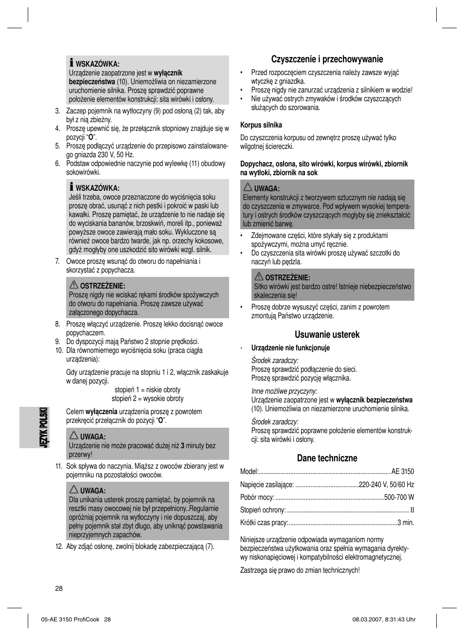 CLATRONIC AE 3150 PROFI COOK User Manual | Page 28 / 42