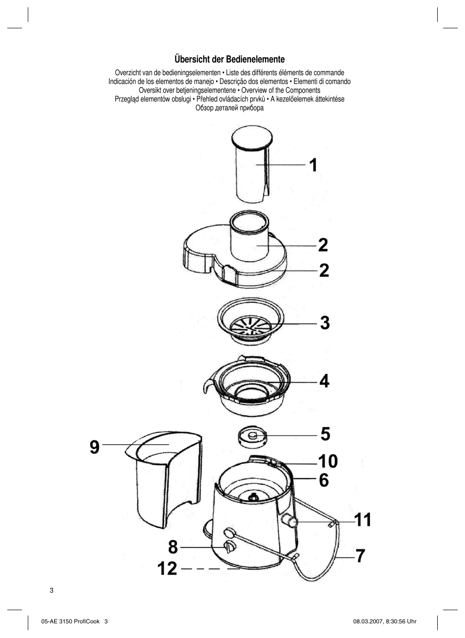 Übersicht der bedienelemente | CLATRONIC AE 3150 PROFI COOK User Manual | Page 3 / 42