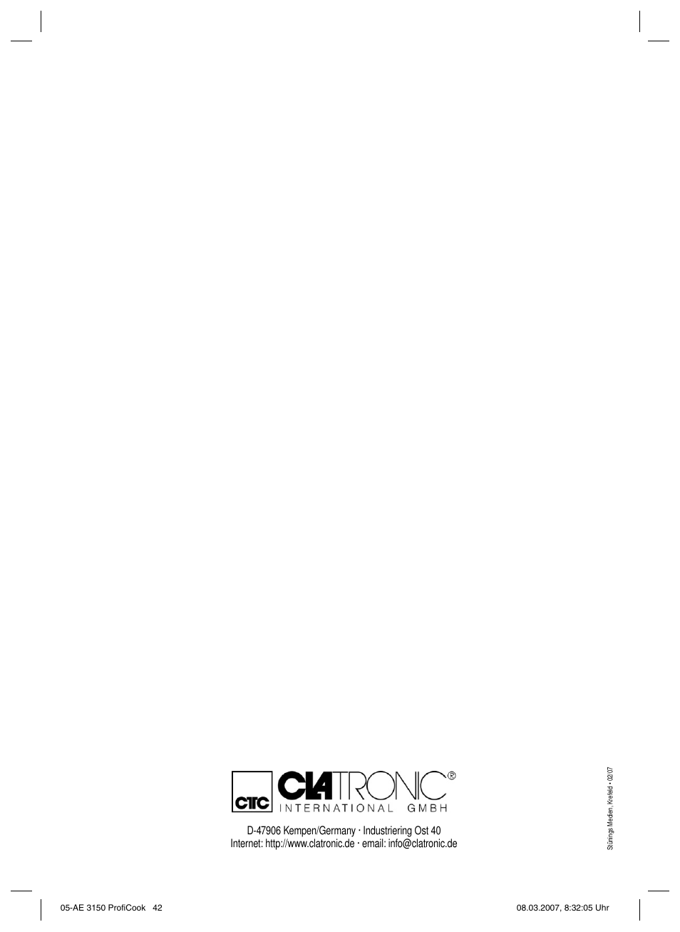 CLATRONIC AE 3150 PROFI COOK User Manual | Page 42 / 42