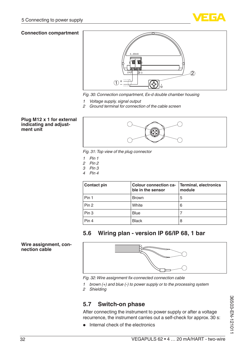 7 switch-on phase | VEGA VEGAPULS 62 (≥ 2.0.0 - ≥ 4.0.0) 4 … 20 mA_HART - two-wire User Manual | Page 32 / 84