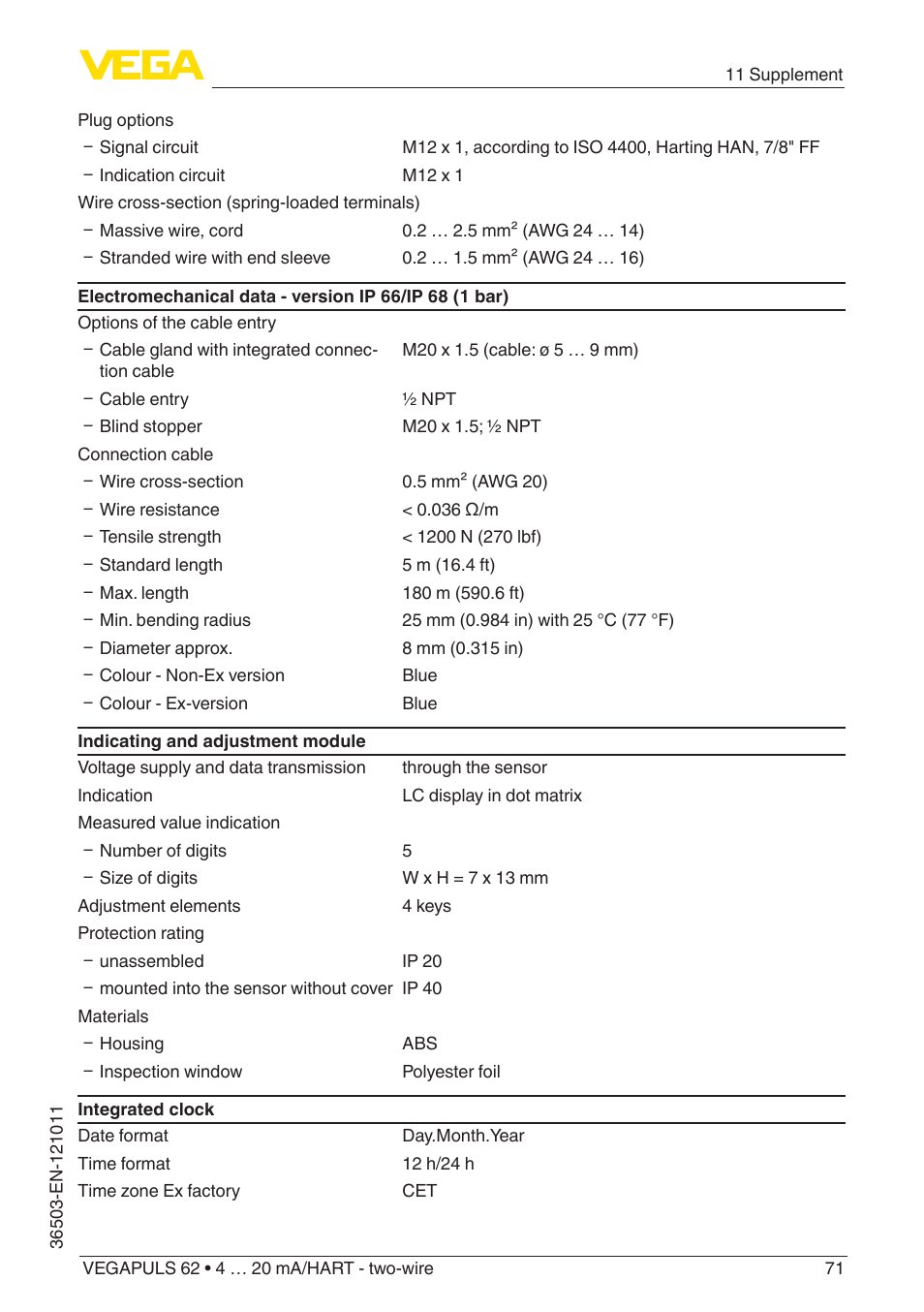 VEGA VEGAPULS 62 (≥ 2.0.0 - ≥ 4.0.0) 4 … 20 mA_HART - two-wire User Manual | Page 71 / 84