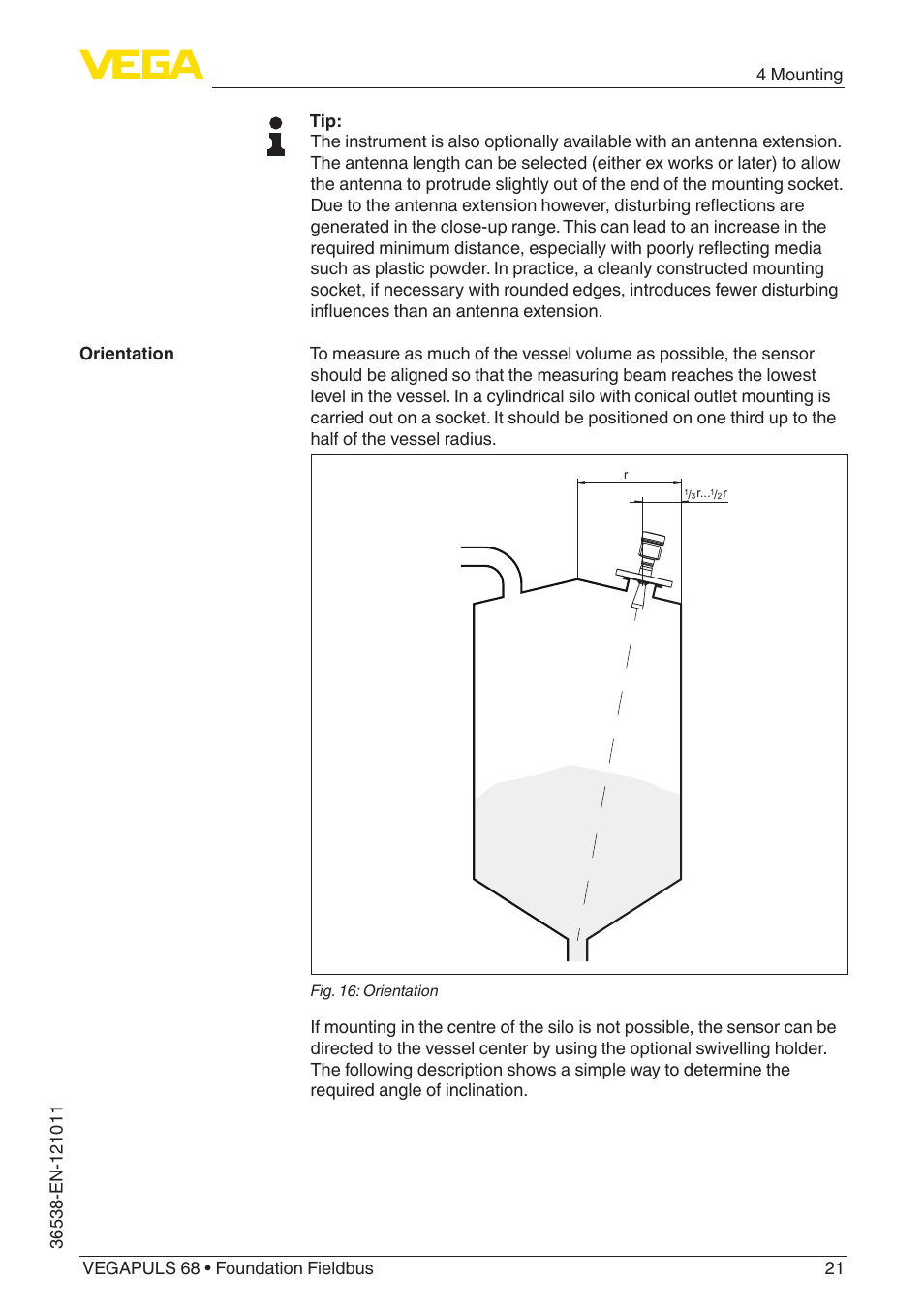 VEGA VEGAPULS 68 (≥ 2.0.0 - ≥ 4.0.0) Foundation Fieldbus User Manual | Page 21 / 88