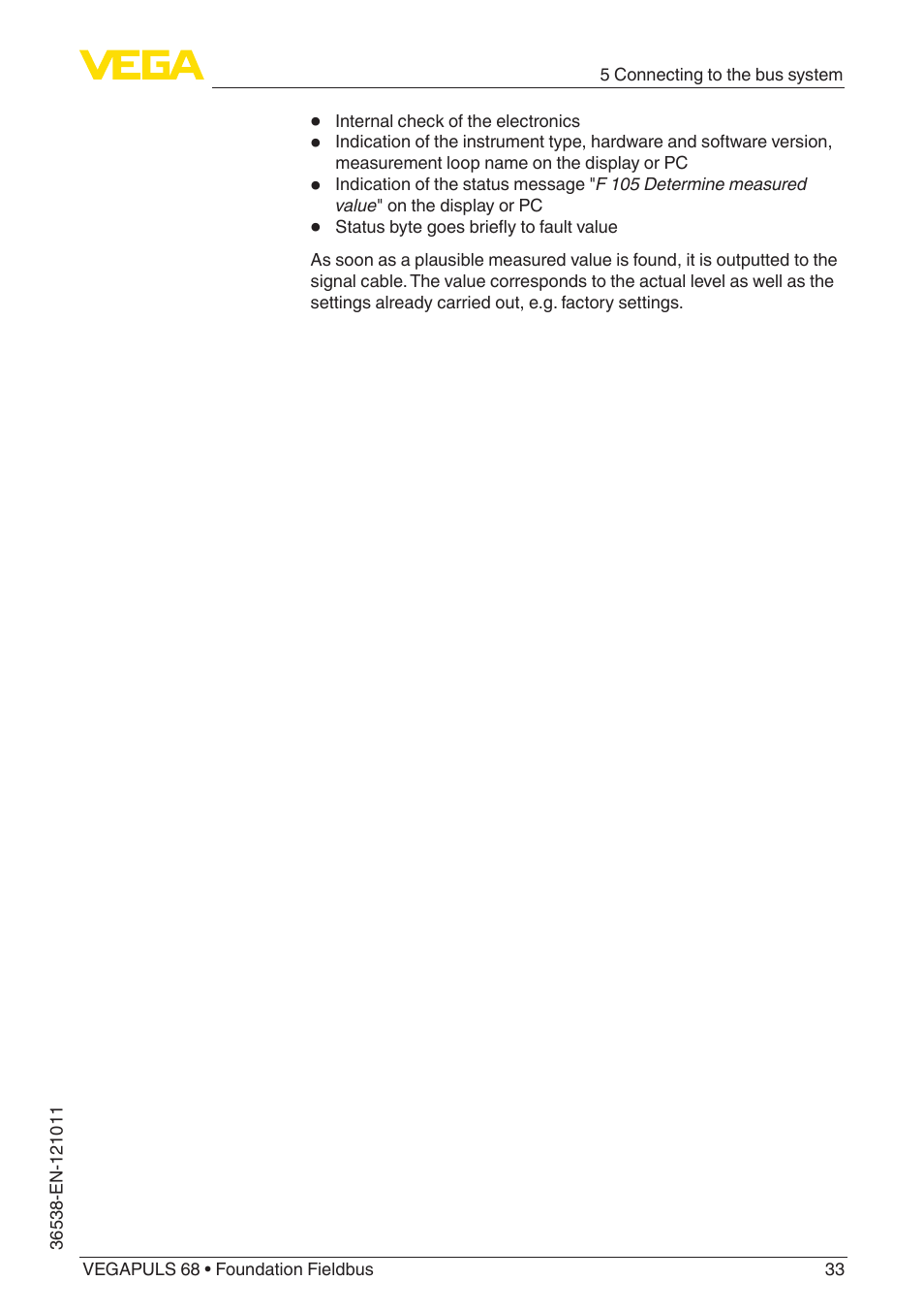 VEGA VEGAPULS 68 (≥ 2.0.0 - ≥ 4.0.0) Foundation Fieldbus User Manual | Page 33 / 88