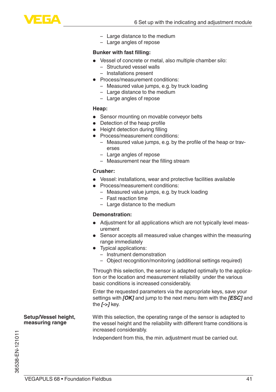 VEGA VEGAPULS 68 (≥ 2.0.0 - ≥ 4.0.0) Foundation Fieldbus User Manual | Page 41 / 88