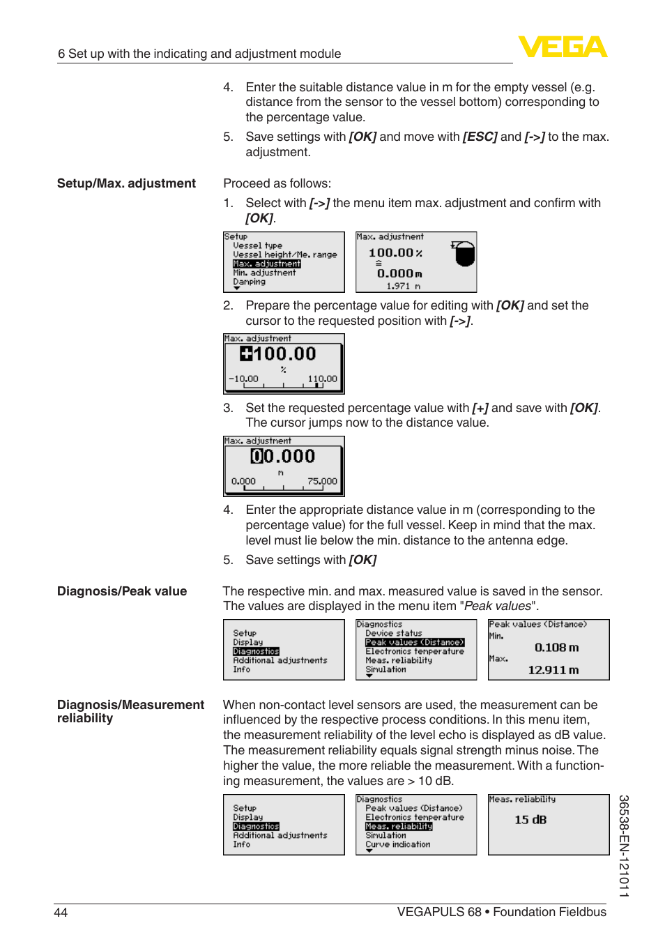 VEGA VEGAPULS 68 (≥ 2.0.0 - ≥ 4.0.0) Foundation Fieldbus User Manual | Page 44 / 88