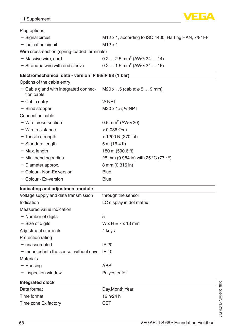 VEGA VEGAPULS 68 (≥ 2.0.0 - ≥ 4.0.0) Foundation Fieldbus User Manual | Page 68 / 88