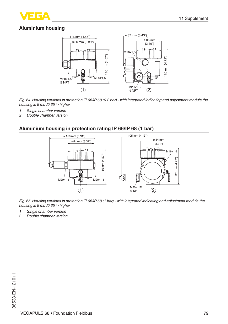 Aluminium housing | VEGA VEGAPULS 68 (≥ 2.0.0 - ≥ 4.0.0) Foundation Fieldbus User Manual | Page 79 / 88