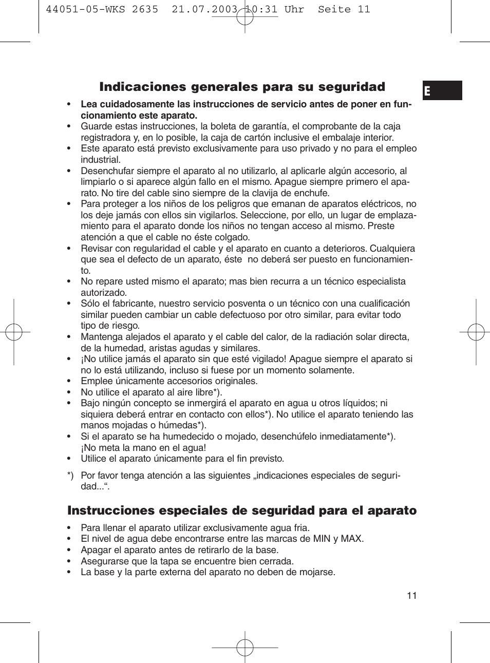 Indicaciones generales para su seguridad | CLATRONIC CB 1241 User Manual | Page 11 / 39