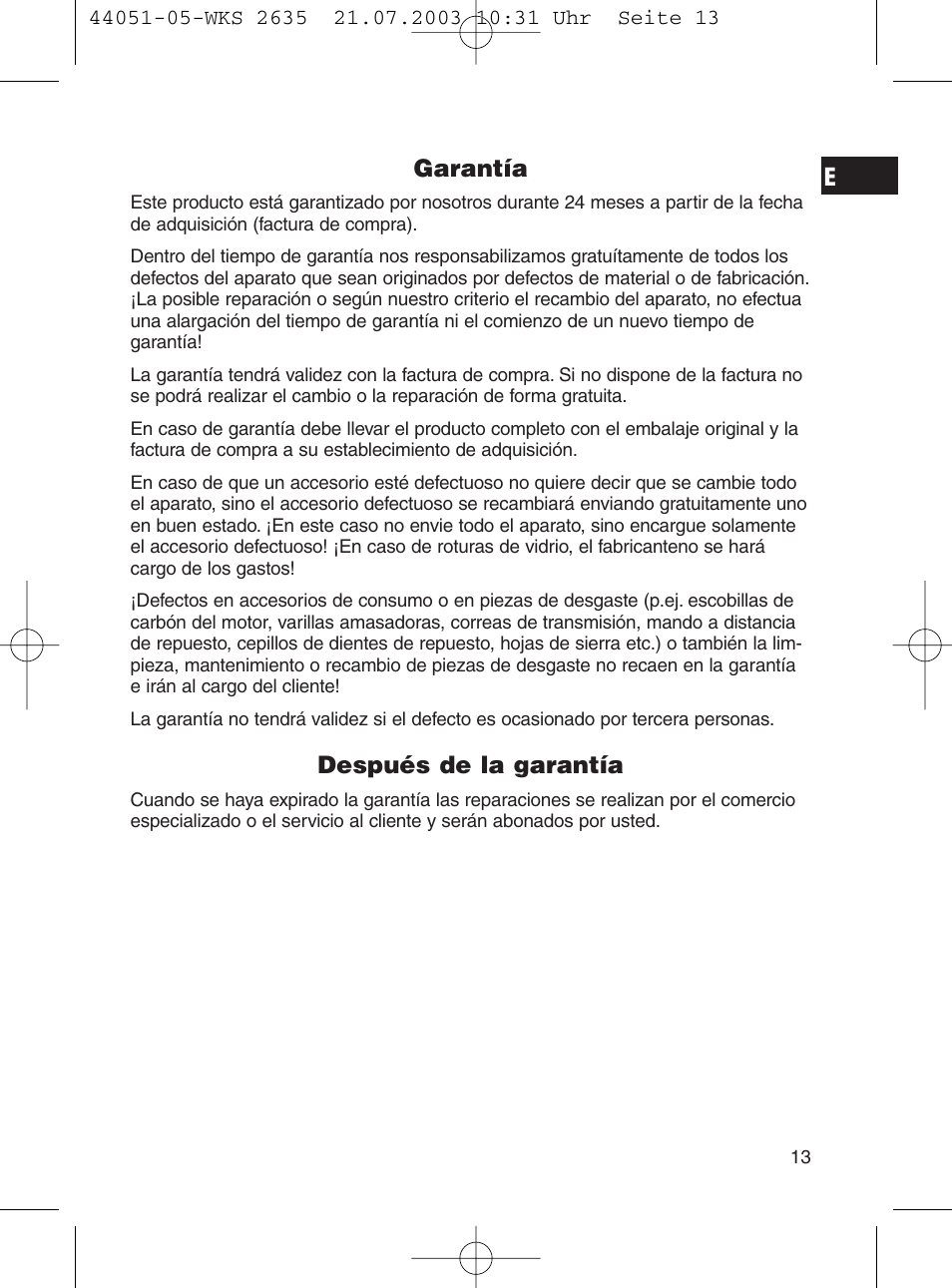 Garantía, Después de la garantía | CLATRONIC CB 1241 User Manual | Page 13 / 39
