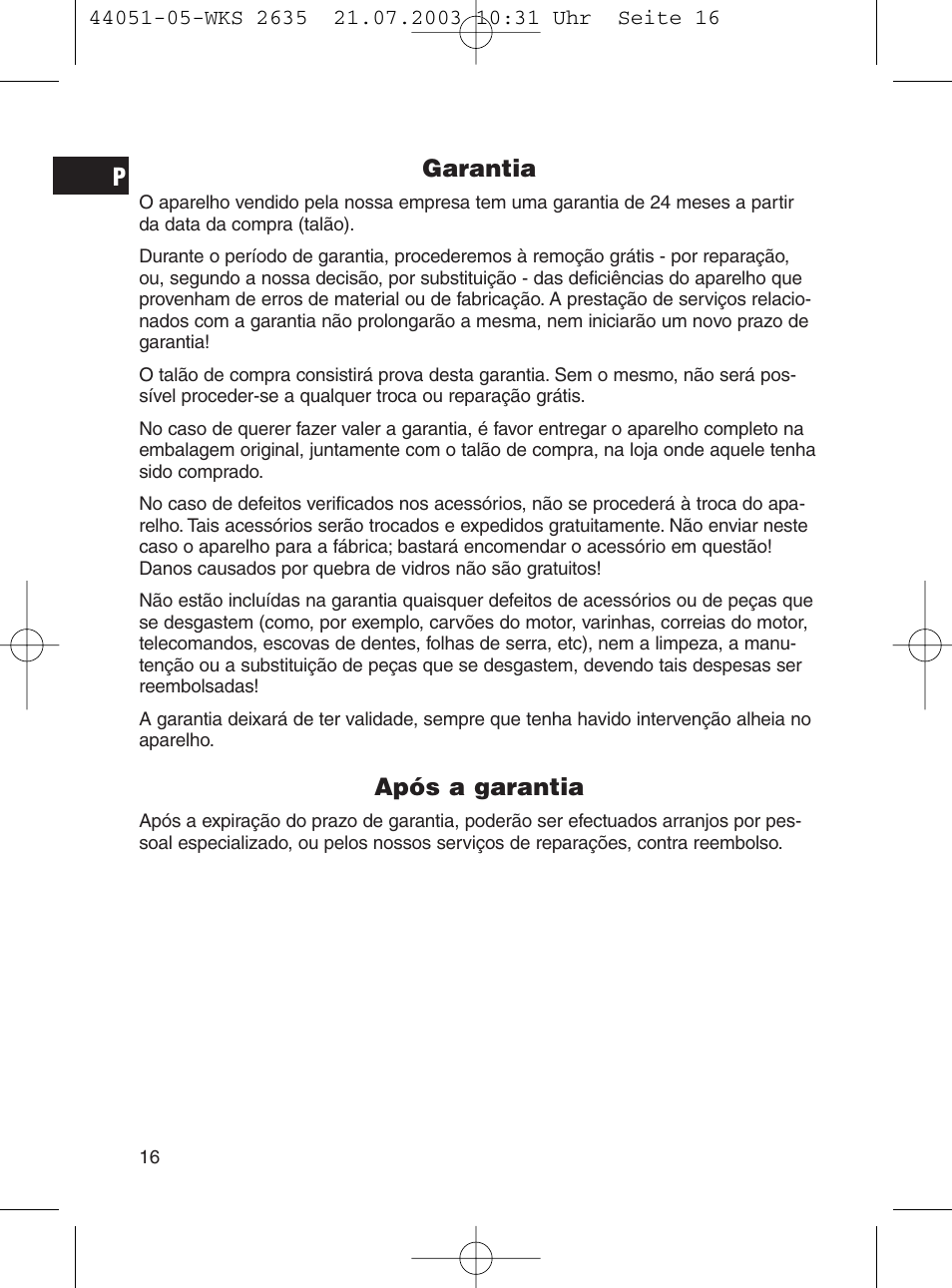 Garantia, Após a garantia | CLATRONIC CB 1241 User Manual | Page 16 / 39