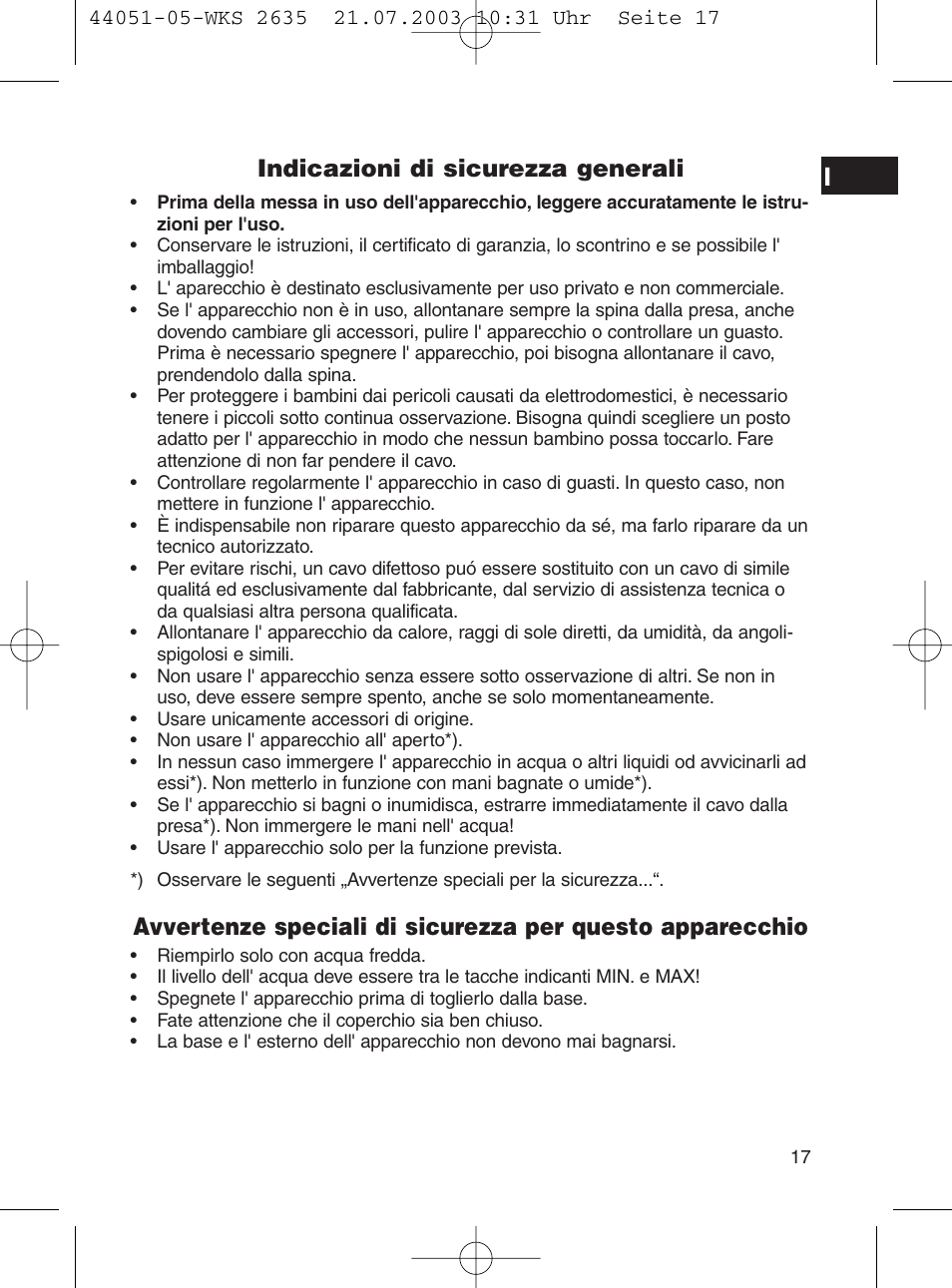 Indicazioni di sicurezza generali | CLATRONIC CB 1241 User Manual | Page 17 / 39