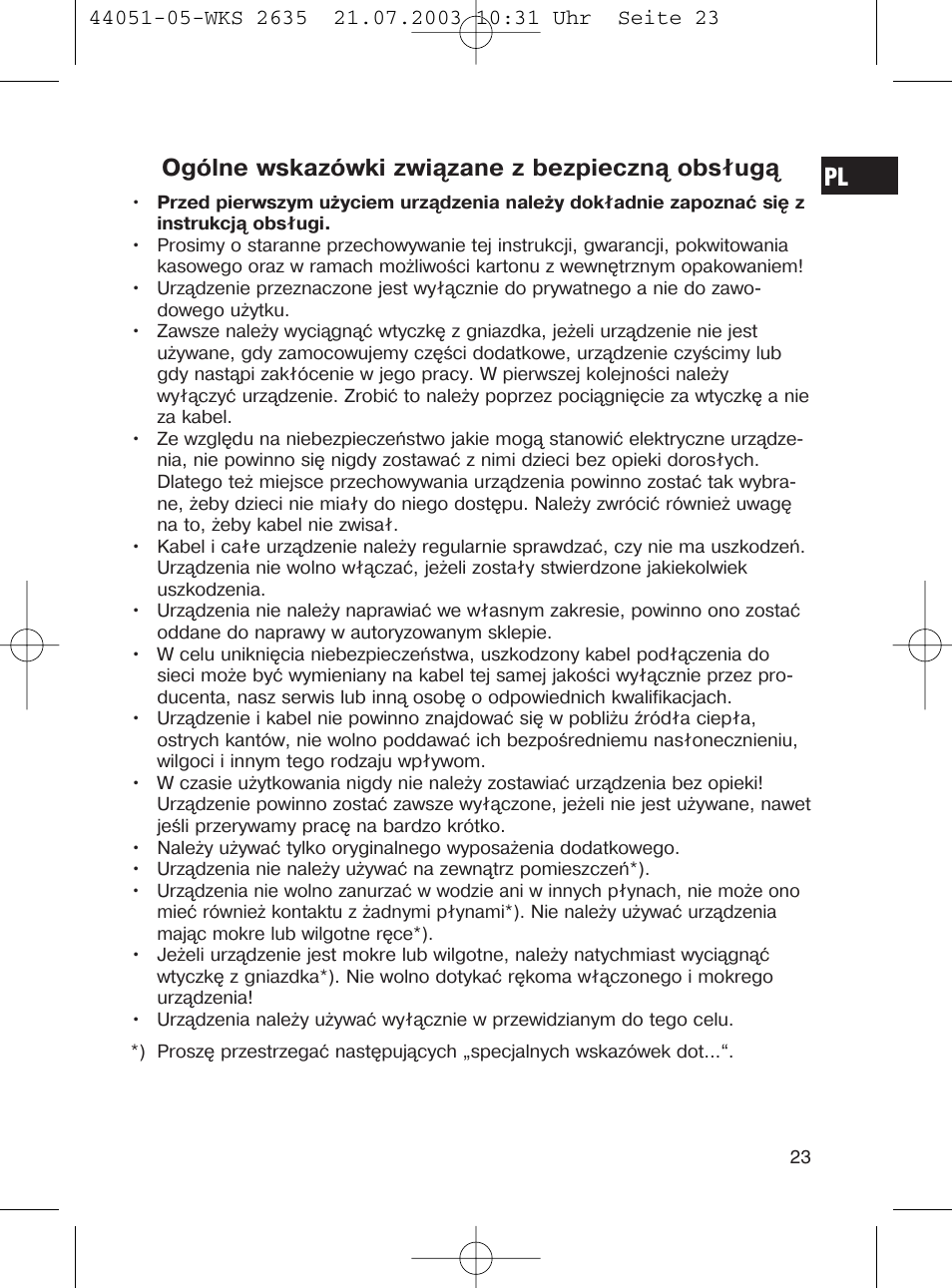 Ogólne wskazówki związane z bezpieczną obsługą | CLATRONIC CB 1241 User Manual | Page 23 / 39